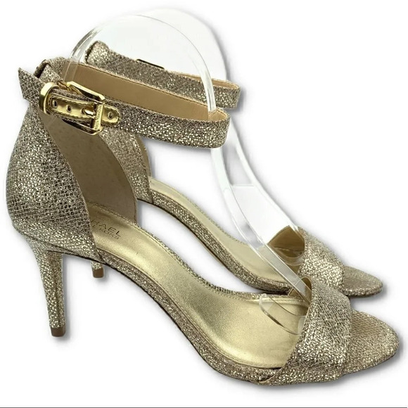 Michael Michael Kors heels size 7.5 38 gold snakeskin print glitter stilettos - Picture 12 of 12